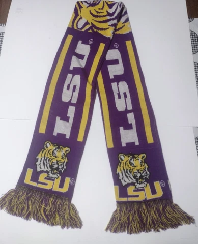 LSU Tigers Purple Neck Scarf Mascot & Spellout Louisiana State Univ. Memorabilia Cover