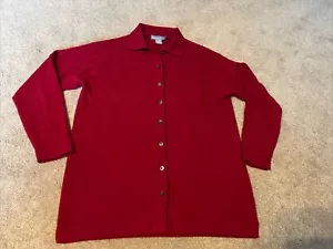 Grayson & Dunn 100% cashmere rosso grandi bottoni cardigan maglione giacca donna - Foto 1 di 9
