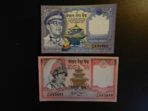 *NEPAL* UNCIRCULATED 1 and 5 RUPEE BANKNOTES - Picture 1 of 2