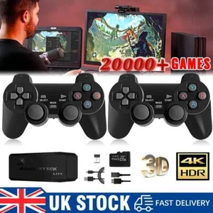 4K Retro Game Console Plug&Play 20000+ Video Game Stick +2x Wireless Controllers - Picture 1 of 23