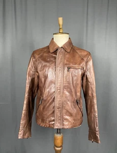 Etro Collared Men's Brown Leather Jacket Size XL - Picture 1 of 15