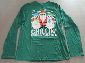 New Boys Size XXL (18) Holiday Time Chillin' with my Snowmies Green Shirt - Picture 1 of 2