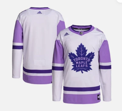 Toronto Maple Leafs Hockey Fights Cancer Adidas Primegreen Size 54 White Jersey - Image 1 of 2