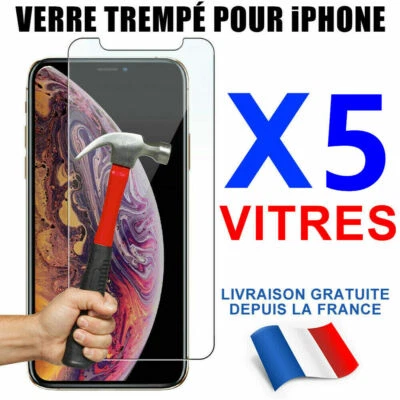 VERRE TREMPÉ pour iPhone PROTECTION ÉCRAN 13 14 15 Pro Max 11 12 Mini XR X 6 7 8 - Photo 1/4