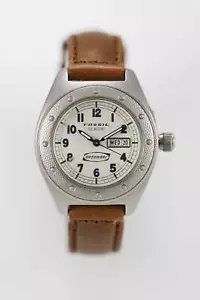 Fossil Defender Uhr Damen Day Date silber 100m braun Leder cremefarben Quarz - Bild 1 von 3