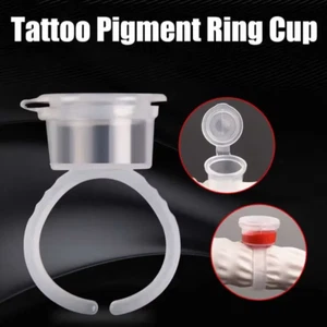 50PCS Tattoo Pigment Ink Ring Cups Eyelash Extend Glue Holder Container with Lid - Picture 1 of 5
