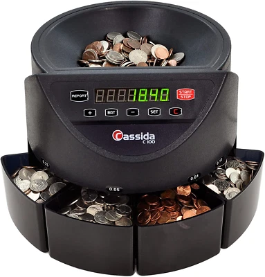 Clasificador/contador de monedas Cassida C100 - Cuenta 1¢, 5¢, 10¢, 25¢ - 250 monedas/min Foto 1 de 4