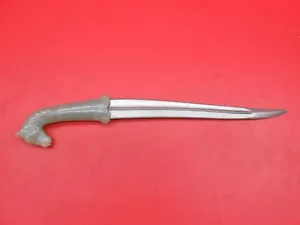 Vintage Green Aventurine Jade Hilt Indo Persian Mughal Wootz Steel Khanjar J173 - Picture 1 of 14