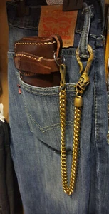 Handmade Bronze Brass Wallet Chain With Skull Hook Snake Chain Solid Brass - Bild 1 von 4