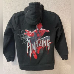 Marvel Kids Boys Size 7/8 Spiderman superhero full zip hoodie black. - Picture 1 of 5