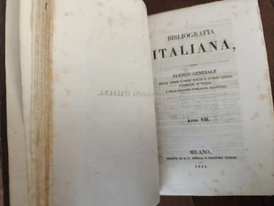 Bibliografia Italiana, Elenco Opere Stampate in Italia 1841 - Foto 1 di 12