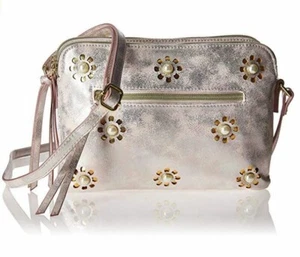 T-Shirt & Jeans Double Zip Cross Body with Pearls, Blush - Picture 1 of 1