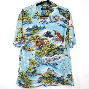 Polo Ralph Lauren uomo media AOP aperto colletto ad anello camicia hawaiana con bottoni M885 - Foto 1 di 7