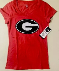 UGA University Of Georgia Bulldogs Ladies NCAA Women’s Bling Shirt (S) - Picture 1 of 4