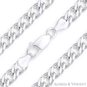 Collar Rombo Cadena Italiana de 6,8 mm Doble Eslabón en Italia Plata Esterlina 925 - Imagen 1 de 2