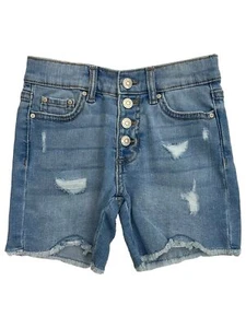 Jordache Girls Light Blue High Rise Ajustable Waist Midi Jean Shorts 6 - Picture 1 of 1