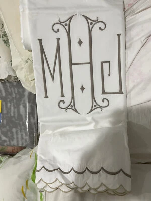 $448 Matouk India Nueva funda nórdica King 350TC percal MONO madera a la deriva Foto 1 de 4