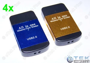 4 USB 2.0 Speicherkarten Adapter Aluminiumgehäuse All-in-One Lese-/Schreibstick - Bild 1 von 8