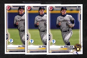 Lot (3) SAL FRELICK 1st Edition 2021 Bowman Draft 1st #BDC-172 Milwaukee Brewers - Bild 1 von 2