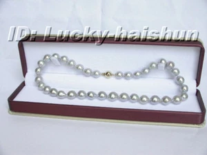 GENUINE 12MM BAROQUE GRAY SOUTH SEA PEARL NECKLACE 14K SOLID GOLD CLASP j5930 - Picture 1 of 6
