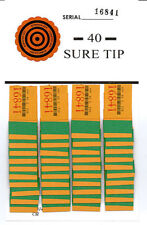 One Dozen # 40 Sure Tip Board (1-40)  Raffle/Jar Tickets Free Shipping USA