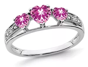 3/4 Carat (ctw) Lab-Created Pink Sapphire Ring 14K White Gold - Picture 1 of 4