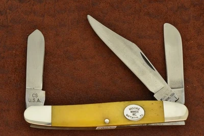 CUCHILLO DE GANADERO MOORE MATADOR TEXAS HECHO EN EE. UU. HUESO AMARILLO CARBONO (28930) Foto 1 de 4