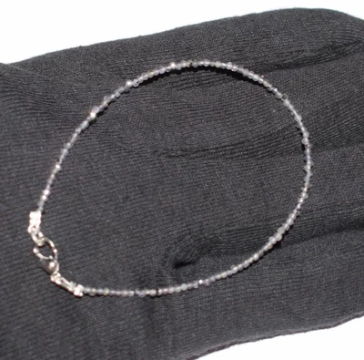 Natural Azul Iolita Gema 2MM Cuentas Redondas 925 Plata de Ley 7" Pulseras - Imagen 1 de 4