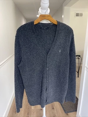 Мужской шерстяной кардиган All Saints S Statten с V-образным вырезом цвет серый - Изображение 1 из 4