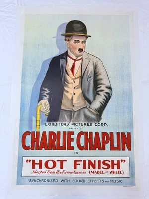 1910er Charlie Chaplin "Hot Finish" Original 27x41 Filmplakat Leinenrücken - Bild 1 von 4