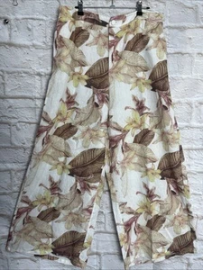 Adorne Linen Wide Leg Pants w- Floral Print. Size 16.#T14 - Picture 1 of 14