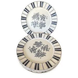 Garden Room / Black Floral by Waverly SALAD PLATE 8" SET / 4 (read) - Picture 1 of 6