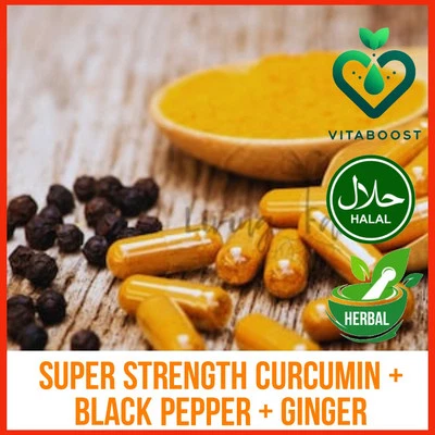 VITABOOST Turmeric Tablets 5000mg + Black Pepper + Ginger 95% Curcuminoids 120 Capsules 💊