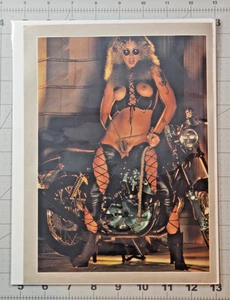1975 Sexy Erwachsene Biker Babe Vintage Druck Kunst Pinup Magazin Seite Lederketten - Bild 1 von 2