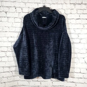 J Jill blauer strukturierter superweicher bequemer Pullover mit Wasserfallausschnitt Größe L Petite  - Bild 1 von 15