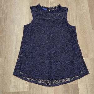 NWT APT 9 WOMENS NAVY BLUE LACE TANK TOP Sleeveless Small - Picture 1 of 4