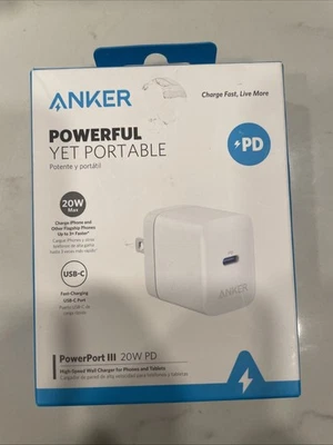 Cargador de pared Anker PowerPort III 20W PD de alta velocidad USB-C - blanco Foto 1 de 2