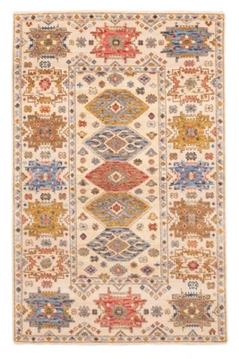 Alfombra de área geométrica tradicional anudada a mano alfombra de lana oriental de 5'3" x 8'1" Foto 1 de 4