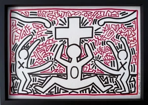 Keith Haring – Untitled 1985 – Black & Red Marker Drawing – Signed – COA - Picture 1 of 15