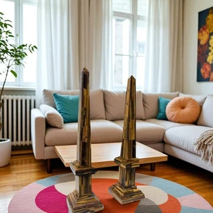 12" Marmor Obelisken Tigerauge Intarsien Kunst Skulpturen für moderne Innenräume Home Dec - Bild 1 von 4