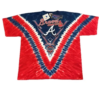Atlanta Braves T-Shirt XXL Liquid Blue AOP Tie Dye NEW Grateful Dead Like Tags - Image 1 of 4