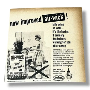Air Wick 1955 nuevo mejorado mata olores interiores original vintage anuncio impreso K - Imagen 1 de 3