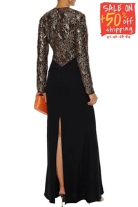 RRP€681 RACHEL ZOE Gown US2 UK6 IT38 XS Sequins Glitter Long Sleeve Slit Back - Picture 1 of 5