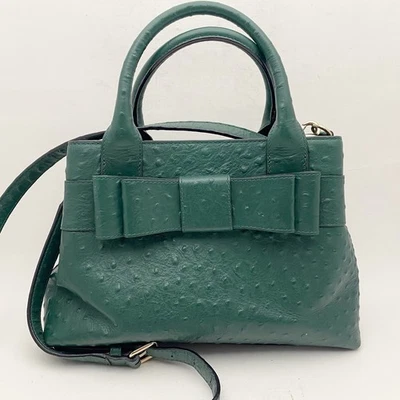 Bolso de mano Kate Spade Provence Charm City avestruz cuero en relieve verde Foto 1 de 4