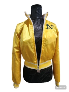 Oakland A's Yellow Athletics Satin Bomber Jacket XS LESEN - Bild 1 von 11
