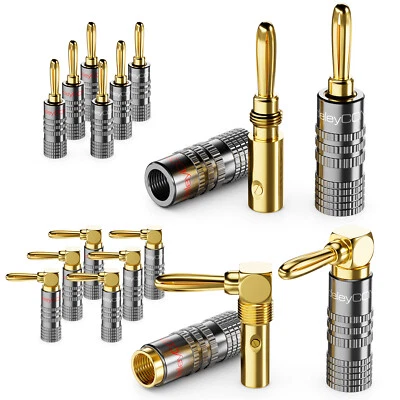 Bananenstecker Gerade / 90° Winkel vergoldet Lautsprecher Boxen Kabel bis 4,5mm - Bild 1 von 4