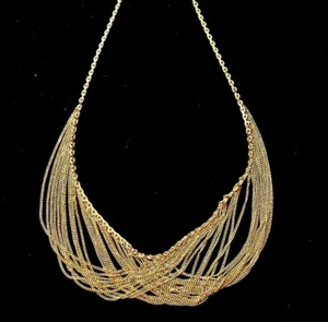 18K MCM GP HALSKETTE SIGNIERT Suspension Weave Wasserfall goldfarben 16" EUC! - Bild 1 von 9