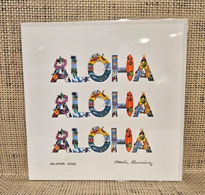Hawaii Hawaiian " Aloha Nui " Rosalie Prussing Flower Surf Cat Honu Nene Print - Bild 1 von 2