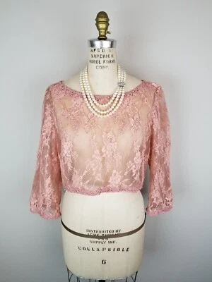 Романтический розовый чистый кружева укороченный 3/4 slv блузка * размер 14 бутик монтаж - Изображение 1 из 4