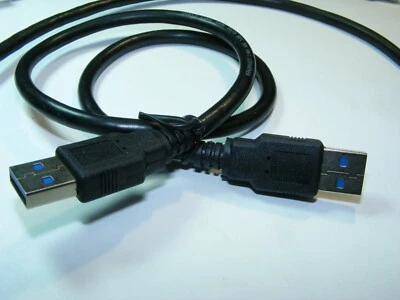 QTY5 USB BLACK CABLE 2.0 TYPE A A MALE MALE 24" INCH TRANSFER CORD EXPEDITE USA - Image 1 of 4